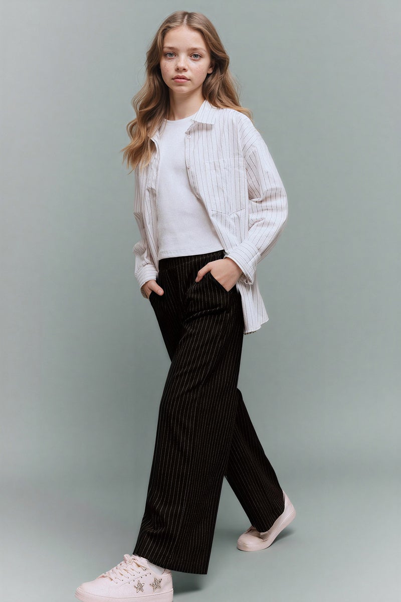 ديفاكتو بنطلون بناتي وايد ليج برجل واسع - Image 3